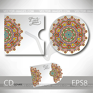 CD cover design template with ukrainian ethnic styl - color vector clipart