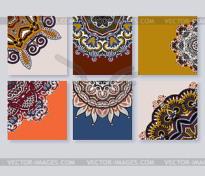 Collection of decorative floral greeting cards in - vector image