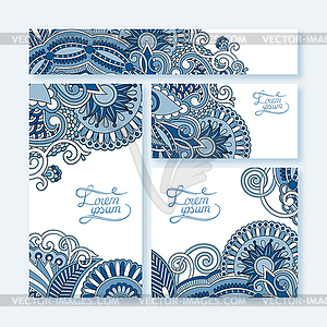 Collection of decorative floral greeting cards in - vector image
