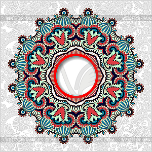 Круглый орнаментальный фрейм, круг цветочный фон, - иллюстрация в векторном формате