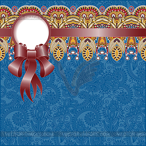Ethnic ornamental pattern with silk ribbon and plac - vector EPS clipart