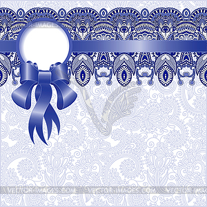 Ethnic ornamental pattern with silk ribbon and plac - vector image