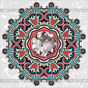 Floral background with diamond jewel - vector clip art