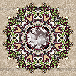 Floral background with diamond jewel - vector clipart