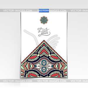 Decorative sheet of paper with oriental floral - vector clip art