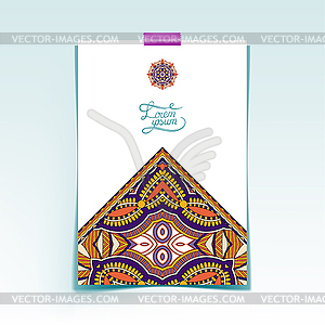Декоративный лист бумаги с восточным цветочным - изображение в векторе