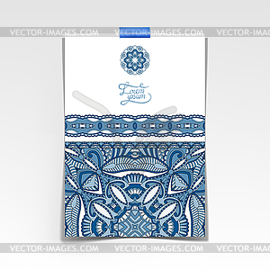 Decorative sheet of paper with oriental floral - vector image