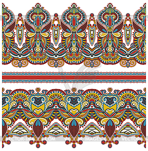 Seamless ethnic floral paisley stripe pattern, - vector clip art