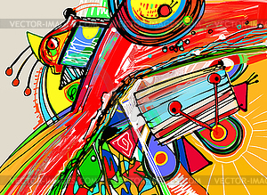 Unusual digital painting of abstract composition, - vector clipart