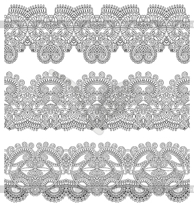 Collection of seamless ornamental floral stripes, - vector clip art