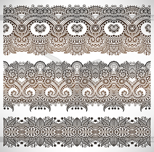 Collection of seamless ornamental floral stripes, - vector clip art