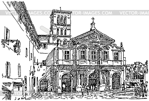 Sketch hand drawing of Rome Italy famous cityscape - vector image