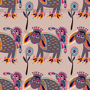 Ethnic seamless pattern fabric with unusual tribal - vector clipart