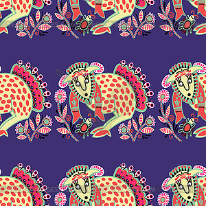 Ethnic seamless pattern fabric with unusual tribal - vector clip art