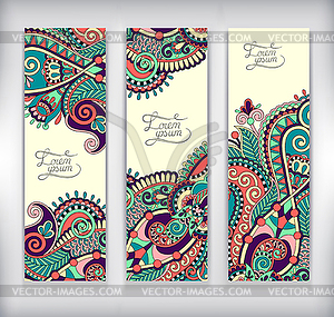 Set of decorative flower template banner, card - vector image
