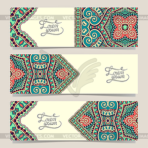 Set of three horizontal banners with decorative - vector clipart