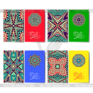 Collection of ornamental floral business cards, - vector clip art
