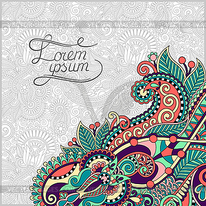 Paisley design on decorative floral background for - vector clip art