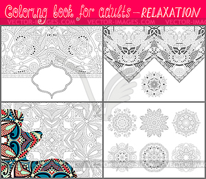 Coloring book page for adults - flower paisley - vector clipart