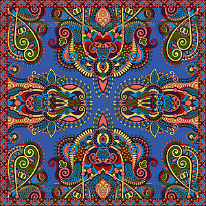 Silk neck scarf or kerchief square pattern design - color vector clipart