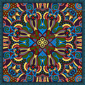 Шелк шарф шеи или платок квадратной шаблон - векторное изображение клипарта