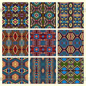 Seamless colored vintage geometric pattern - vector clip art