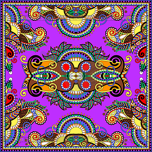 Ornamental floral paisley bandanna. Square ornament - vector clipart
