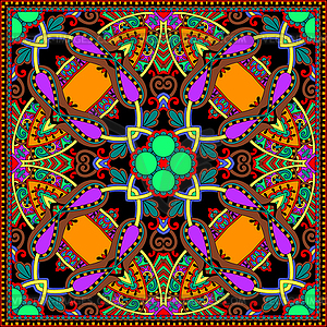Silk neck scarf or kerchief square pattern design - vector clip art