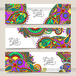 Three horizontal banners with decorative - vector image
