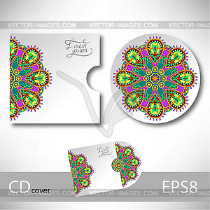 CD cover design template with ukrainian ethnic style - vector clipart