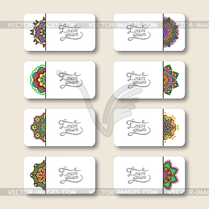 Collection of ornamental floral business cards - vector clipart
