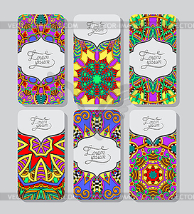 Collection of ornamental floral business cards - vector image