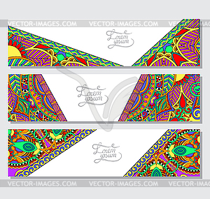 Set of three horizontal banners with decorative - vector clip art