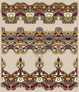 Seamless ethnic floral paisley stripe pattern, - vector clip art