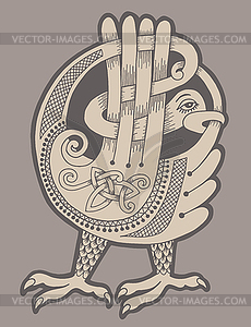 Authentic decorative celtic bird - vector clip art