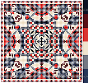 Geometric square pattern for cross stitch - vector image