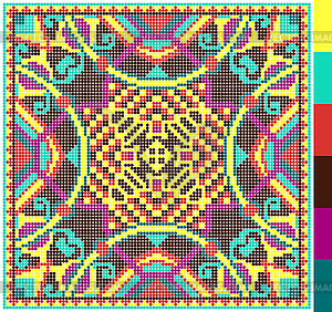 Geometric square pattern for cross stitch - vector EPS clipart