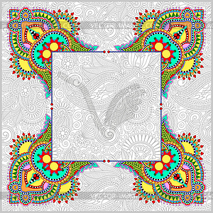 Floral frame, ethnic ukrainian ornament on paisley - vector image