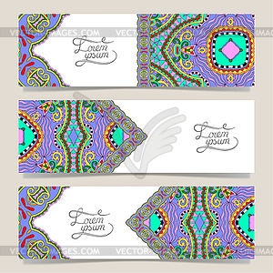 Set of three horizontal banners with decorative - vector clip art