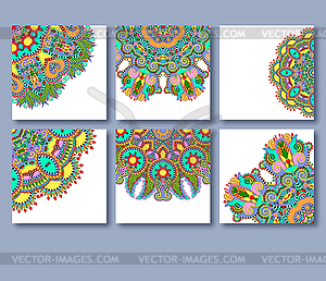 Collection of decorative floral greeting cards in - vector image