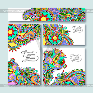 Collection of decorative floral greeting cards in - vector image