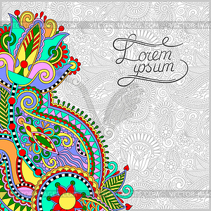 Paisley design on decorative floral background for - vector clip art