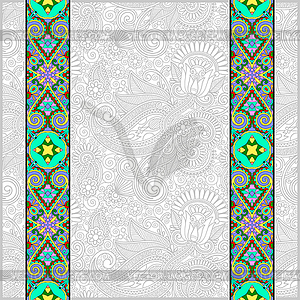 Lace border stripe in ornate floral background - vector image