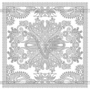 Coloring book square page for adults - ethnic flora - vector image