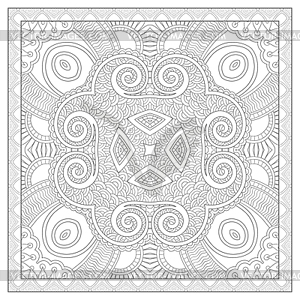 Coloring book square page for adults - ethnic flora - vector clip art
