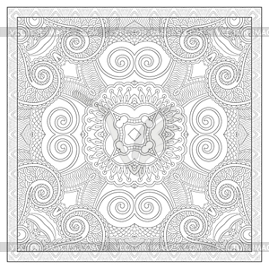Coloring book square page for adults - ethnic flora - vector clipart / vector image