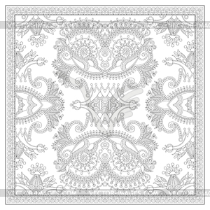 Coloring book square page for adults - ethnic flora - vector clipart