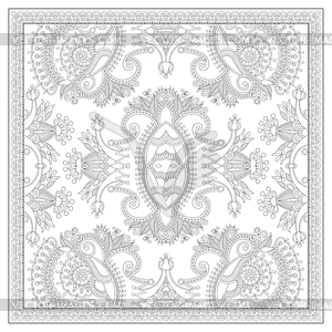Coloring book square page for adults - ethnic flora - vector clip art