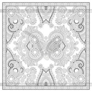 Coloring book square page for adults - ethnic flora - vector clipart