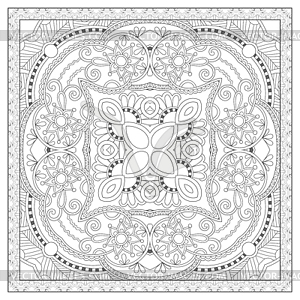 Coloring book square page for adults - ethnic flora - vector image